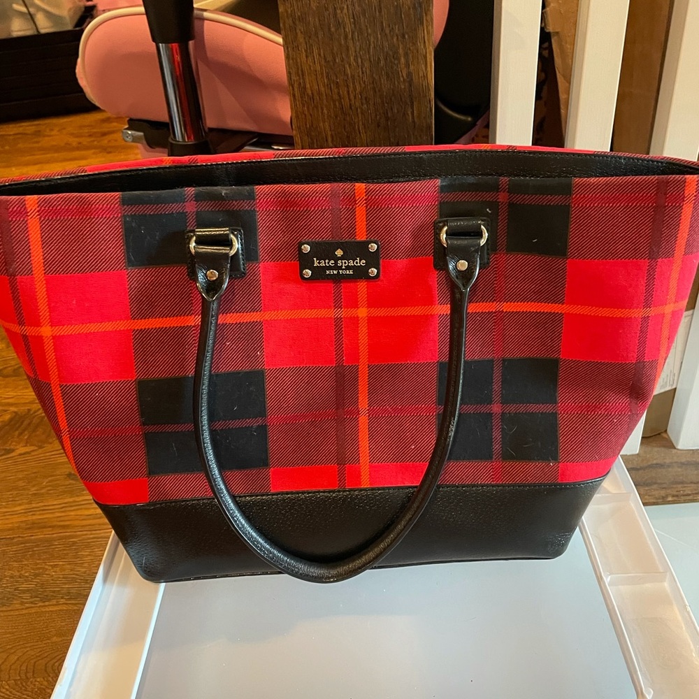 Authentic Kate Spade tote black and red plaid